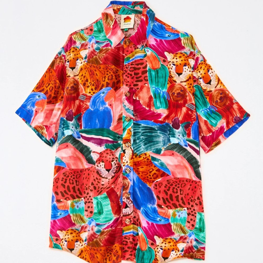 Farm Rio Animal Collage Unisex Shirt - Size MEDIUM